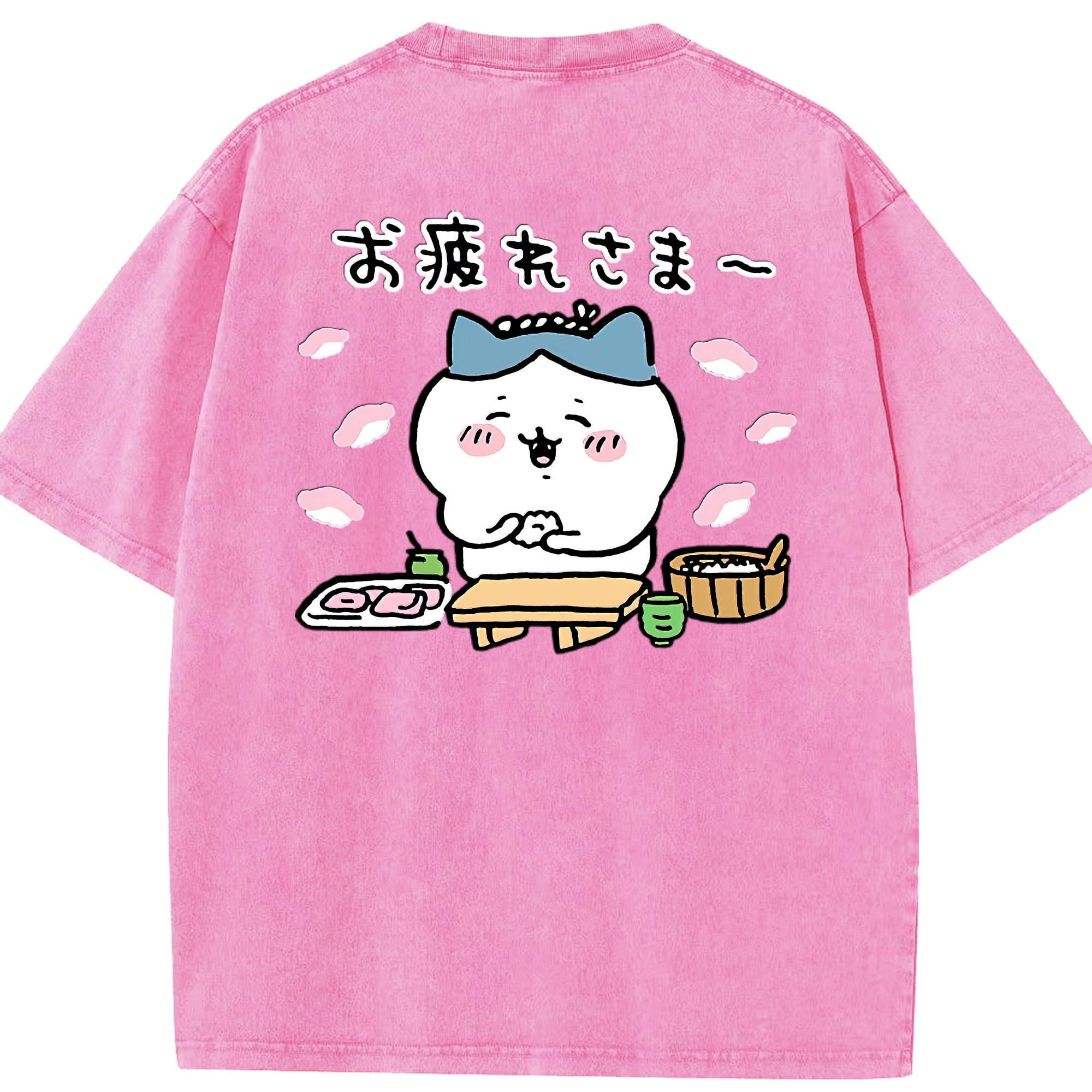 （画像用） ちいかわ ハチワレ Chii-kawa hachiware 綿100% ヴィンテージ風 半袖Tシャツ（背面プリント）